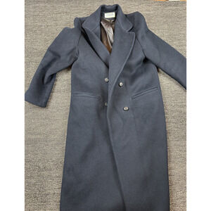 Vintage J G Hook Navy Blue Trench Coat 100" Wool Medium (See photos)